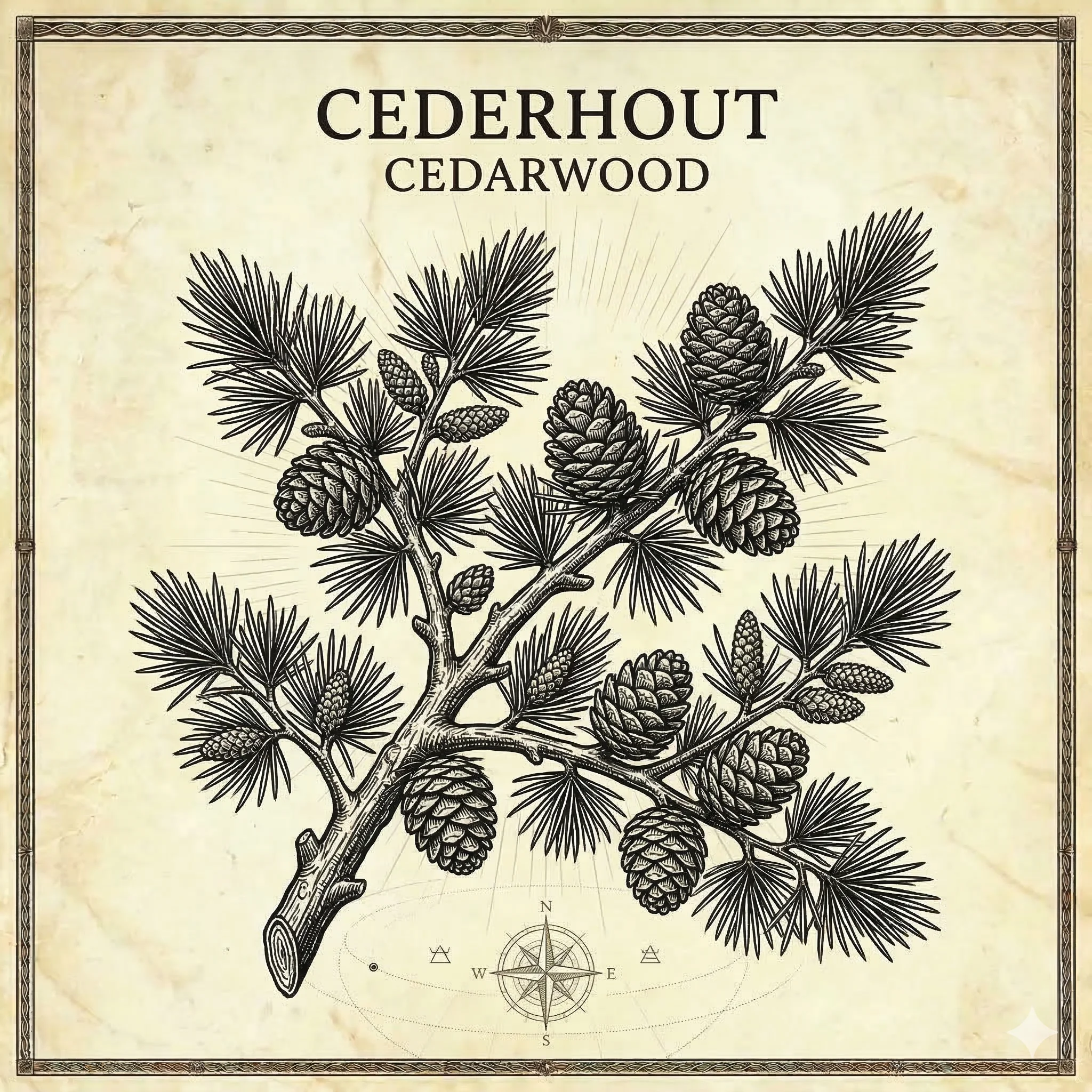 Cederhout — alchemistische gravure